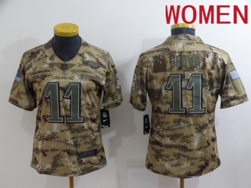 Women Philadelphia Eagles #11 Brown Camo 2022 Nike Limited Vapor Untouchable NFL Jersey->customized soccer jersey->Custom Jersey